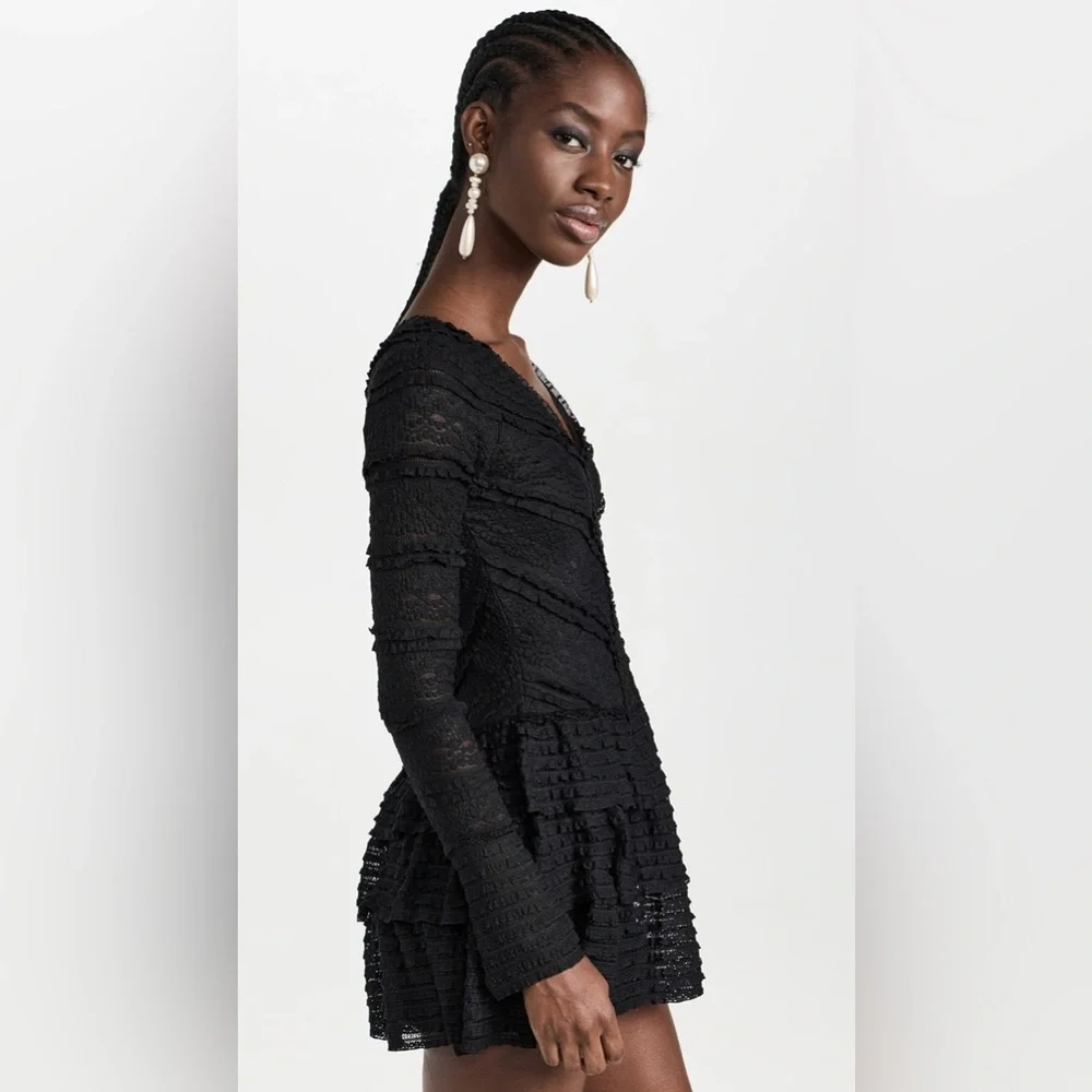 Loveshackfancy Black Textured Boreno Mini Dress New Size Small